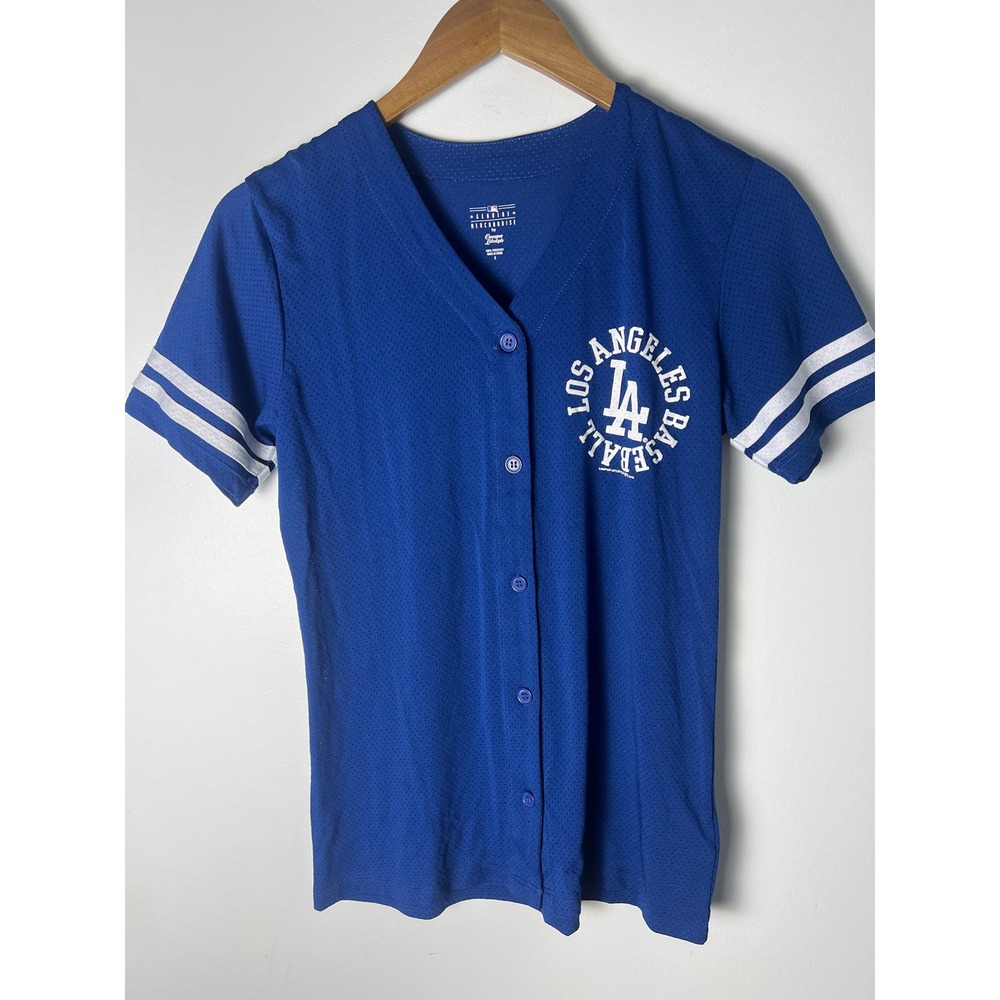 MLB Los Angeles Baseball Jersey Wm S Blue LA Dodgers Mesh Button Top Sports
